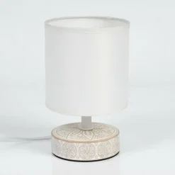Lampes En Tissu-hofstein Lampe de table Kigombo Crème, Blanc, 1 lumière