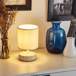 Lampes En Tissu-hofstein Lampe de table Kigombo Crème, Blanc, 1 lumière