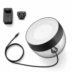 Luminaires Philips Lampe de table, kit d'extension Philips Hue Ambiance White & Color Iris LED Noir, Transparent, 1 lumière, Changeur de couleurs