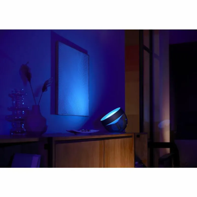 Luminaires Philips Lampe de table, kit d'extension Philips Hue Ambiance White & Color Iris LED Noir, Transparent, 1 lumière, Changeur de couleurs