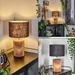 Lampes En Tissu-hofstein Lampe de table Korhola Brun, Chrome, Couleur bois, 1 lumière