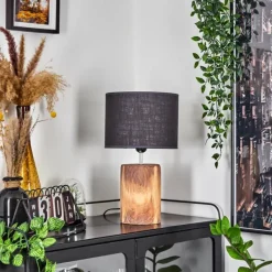 Lampes En Tissu-hofstein Lampe de table Korhola Brun, Chrome, Couleur bois, 1 lumière