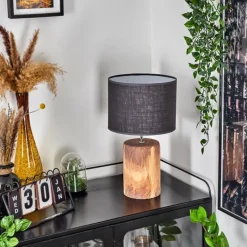 Lampes En Tissu-hofstein Lampe de table Korhola Brun, Chrome, Couleur bois, 1 lumière