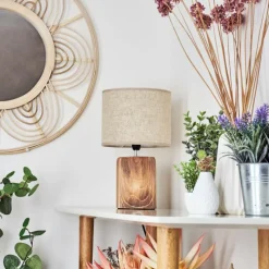 Lampes En Tissu-hofstein Lampe de table Korhola Brun, Chrome, Couleur bois, 1 lumière