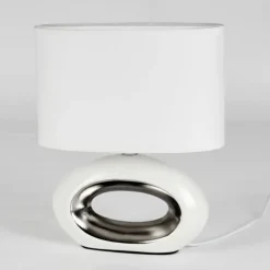 Lampes En Tissu-hofstein Lampe de table Kumpuranta Nickel mat, Blanc, 1 lumière