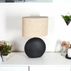 Lampes En Tissu-hofstein Lampe de table Lahnus Chrome, Noir, 1 lumière