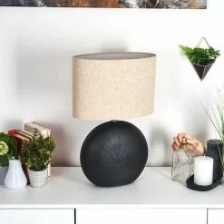 Lampes En Tissu-hofstein Lampe de table Lahnus Chrome, Noir, 1 lumière