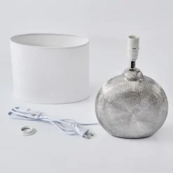 Lampes En Tissu-hofstein Lampe de table Lahnus Chrome, Argenté, 1 lumière