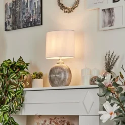 Lampes En Tissu-hofstein Lampe de table Lahnus Chrome, Argenté, 1 lumière