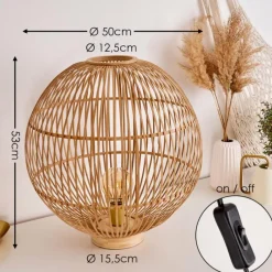 Style Boho-Chic-hofstein Lampe de table Lares Brun clair, 1 lumière