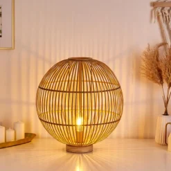 Style Boho-Chic-hofstein Lampe de table Lares Brun clair, 1 lumière