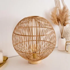 Style Boho-Chic-hofstein Lampe de table Lares Brun clair, 1 lumière