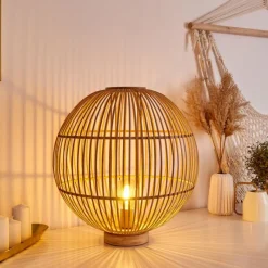 Style Boho-Chic-hofstein Lampe de table Lares Brun clair, 1 lumière