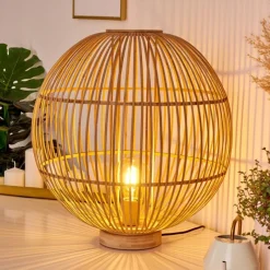 Style Boho-Chic-hofstein Lampe de table Lares Brun clair, 1 lumière