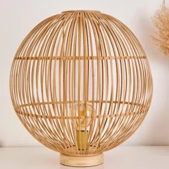 Style Boho-Chic-hofstein Lampe de table Lares Brun clair, 1 lumière