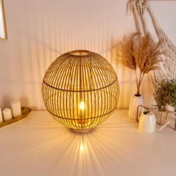 Style Boho-Chic-hofstein Lampe de table Lares Brun clair, 1 lumière