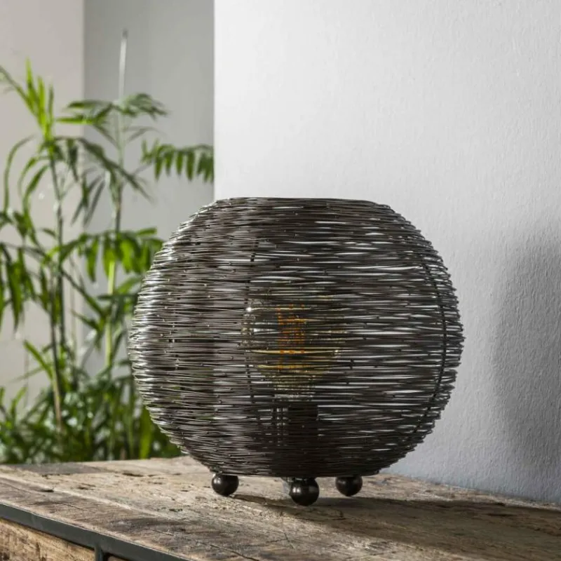 Lampes Industrielles-hofstein Lampe de table Leeville Nickel mat, Noir, 1 lumière