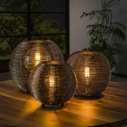 Lampes Industrielles-hofstein Lampe de table Leeville Nickel mat, Noir, 1 lumière