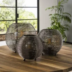 Lampes Industrielles-hofstein Lampe de table Leeville Nickel mat, Noir, 1 lumière