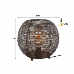 Lampes Industrielles-hofstein Lampe de table Leeville Nickel mat, Noir, 1 lumière