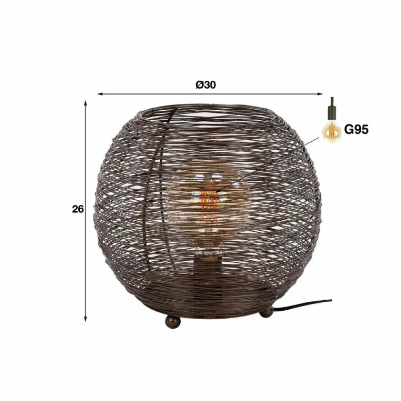 Lampes Industrielles-hofstein Lampe de table Leeville Nickel mat, Noir, 1 lumière