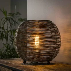 Lampes Industrielles-hofstein Lampe de table Leeville Nickel mat, Noir, 1 lumière