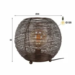 Lampes Industrielles-hofstein Lampe de table Leeville Nickel mat, Noir, 1 lumière