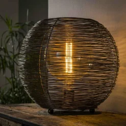 Lampes Industrielles-hofstein Lampe de table Leeville Nickel mat, Noir, 1 lumière