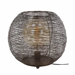 Lampes Industrielles-hofstein Lampe de table Leeville Nickel mat, Noir, 1 lumière