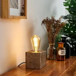 Lampes Vintages & Rétros-hofstein Lampe de table Lemele Nickel mat, 1 lumière