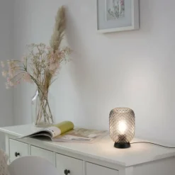 Suspension Verre Fumé-Luminaires Leuchten Direkt Lampe de table Leuchten Direkt REISHI Noir, 1 lumière