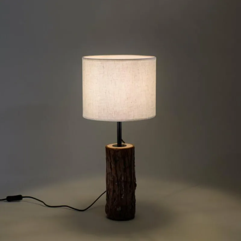 Lampes En Tissu-Luminaires Leuchten Direkt Lampe de table Leuchten-Direkt BARK Écru, Noir, 1 lumière