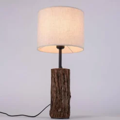 Lampes En Tissu-Luminaires Leuchten Direkt Lampe de table Leuchten-Direkt BARK Écru, Noir, 1 lumière