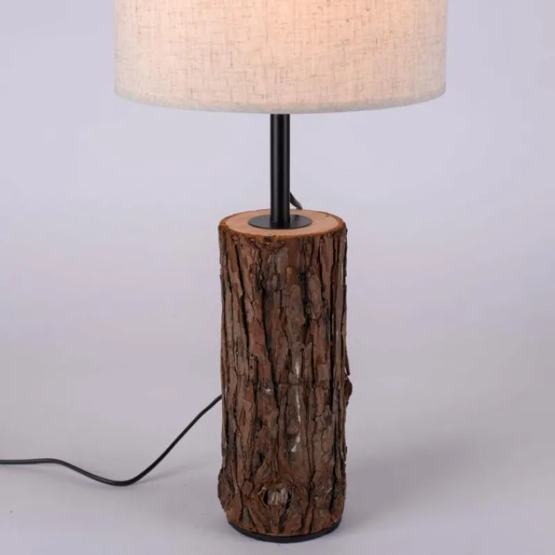 Lampes En Tissu-Luminaires Leuchten Direkt Lampe de table Leuchten-Direkt BARK Écru, Noir, 1 lumière