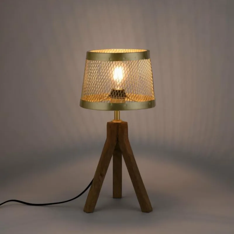 Luminaires Rustiques-Luminaires Leuchten Direkt Lampe de table Leuchten-Direkt FREDERIK Bois foncé, 1 lumière