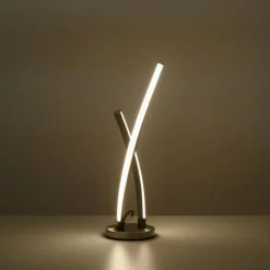 Luminaires Leuchten Direkt Lampe de table Leuchten-Direkt LOLAsmart-SWING LED Acier brossé, 1 lumière, Télécommandes, Changeur de couleurs