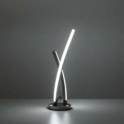 Luminaires Leuchten Direkt Lampe de table Leuchten-Direkt LOLAsmart-SWING LED Acier brossé, 1 lumière, Télécommandes, Changeur de couleurs