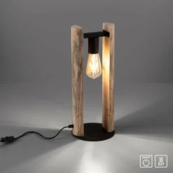 Lampes En Bois-Luminaires Leuchten Direkt Lampe de table Leuchten-Direkt LOG Écru, 1 lumière