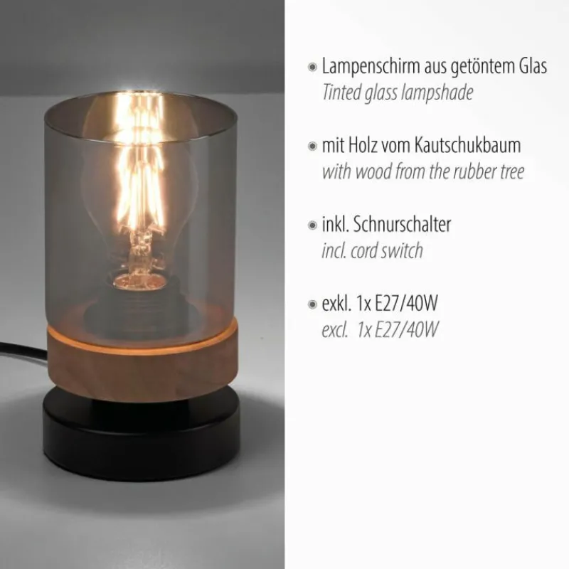 Suspension Verre Fumé-Luminaires Leuchten Direkt Lampe de table Leuchten-Direkt PASQUAL Noir, 1 lumière