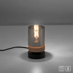 Suspension Verre Fumé-Luminaires Leuchten Direkt Lampe de table Leuchten-Direkt PASQUAL Noir, 1 lumière