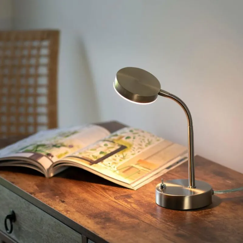 Luminaires Leuchten Direkt Lampe de table Leuchten-Direkt HENSKEN LED Acier brossé, 1 lumière* Éclairage Led