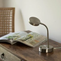 Luminaires Leuchten Direkt Lampe de table Leuchten-Direkt HENSKEN LED Acier brossé, 1 lumière* Éclairage Led