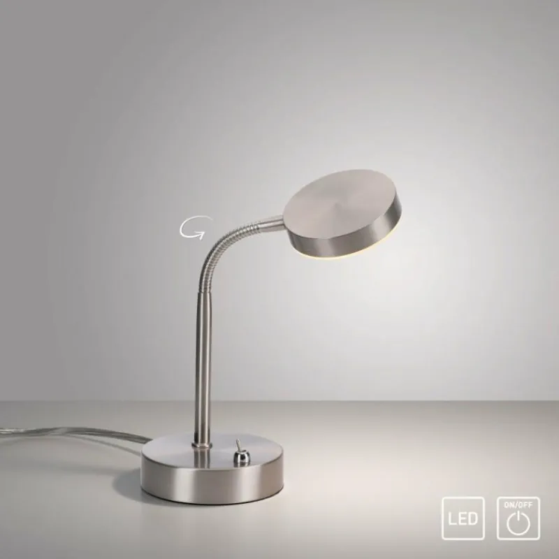 Luminaires Leuchten Direkt Lampe de table Leuchten-Direkt HENSKEN LED Acier brossé, 1 lumière* Éclairage Led