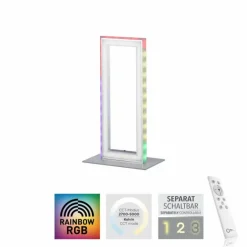 Luminaires Leuchten Direkt Lampe de table Leuchten-Direkt FELIX60 LED Acier brossé, 2 lumières, Télécommandes, Changeur de couleurs* Lampes À Poser