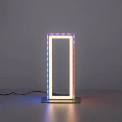 Luminaires Leuchten Direkt Lampe de table Leuchten-Direkt FELIX60 LED Acier brossé, 2 lumières, Télécommandes, Changeur de couleurs* Lampes À Poser