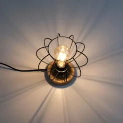 Lampes Vintages & Rétros-Luminaires Leuchten Direkt Lampe de table Leuchten-Direkt KASKA Bois foncé, Noir, 1 lumière