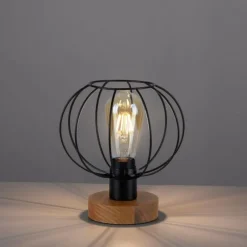 Lampes Vintages & Rétros-Luminaires Leuchten Direkt Lampe de table Leuchten-Direkt KASKA Bois foncé, Noir, 1 lumière