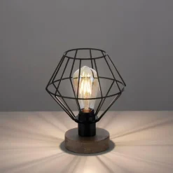 Lampes En Bois-Luminaires Leuchten Direkt Lampe de table Leuchten-Direkt KASKA Bois foncé, Noir, 1 lumière