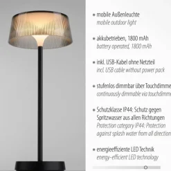 Luminaires Leuchten Direkt Lampe de table Leuchten-Direkt DORA LED Noir, 1 lumière