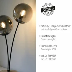 Suspension Verre Fumé-Luminaires Leuchten Direkt Lampe de table Leuchten-Direkt GREEN WIDOW Écru, Noir, 2 lumières